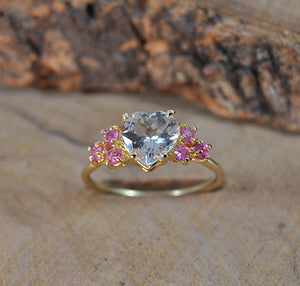 Trilogy sbagliato Acquamarina cuore e Zaffiri rosa